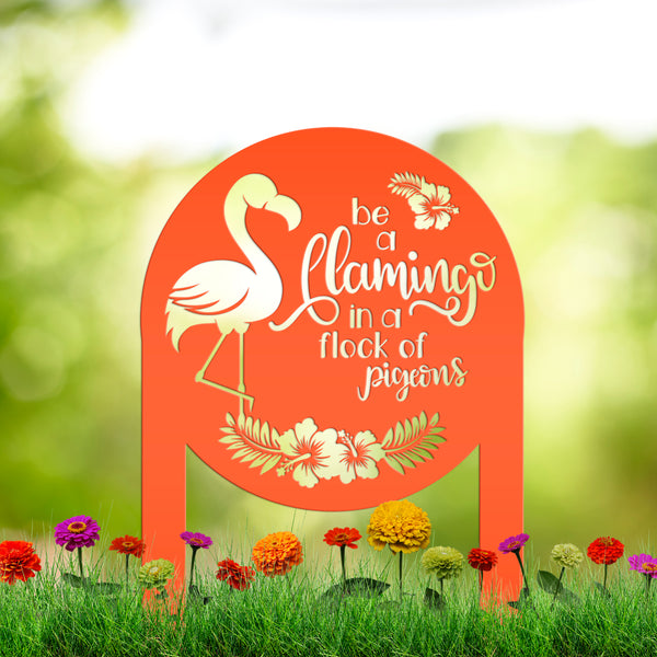 Flamingo Yard Stake with Funny Quote - Unique Metal Garden Accent - Pink Flamingo Home Decor - Charming Outdoor Lawn Art - Tropical Flowers