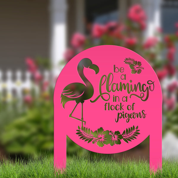 Flamingo Yard Stake with Funny Quote - Unique Metal Garden Accent - Pink Flamingo Home Decor - Charming Outdoor Lawn Art - Tropical Flowers