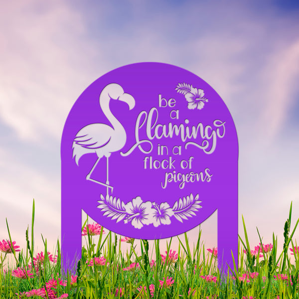 Flamingo Yard Stake with Funny Quote - Unique Metal Garden Accent - Pink Flamingo Home Decor - Charming Outdoor Lawn Art - Tropical Flowers