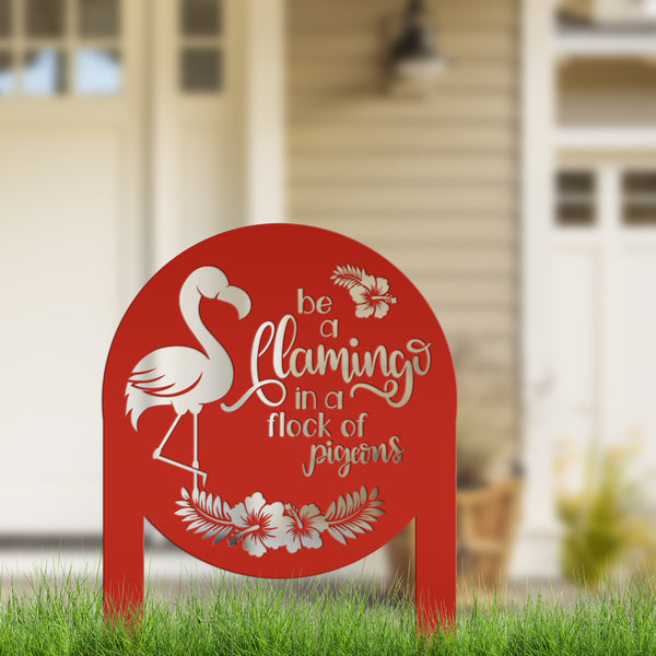 Flamingo Yard Stake with Funny Quote - Unique Metal Garden Accent - Pink Flamingo Home Decor - Charming Outdoor Lawn Art - Tropical Flowers