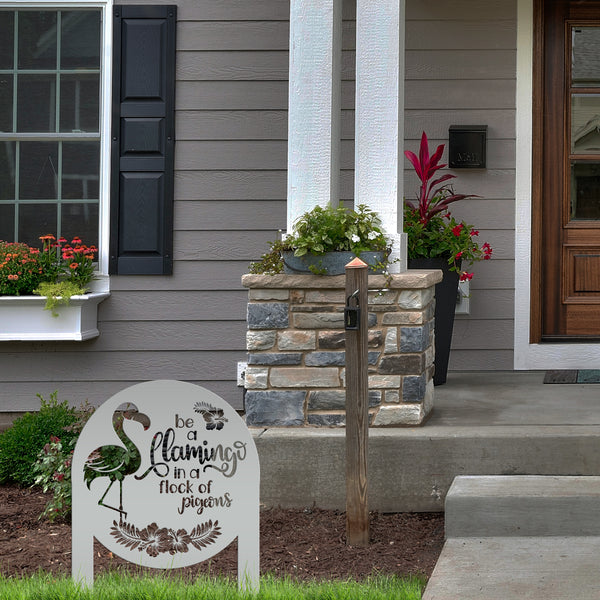 Flamingo Yard Stake with Funny Quote - Unique Metal Garden Accent - Pink Flamingo Home Decor - Charming Outdoor Lawn Art - Tropical Flowers