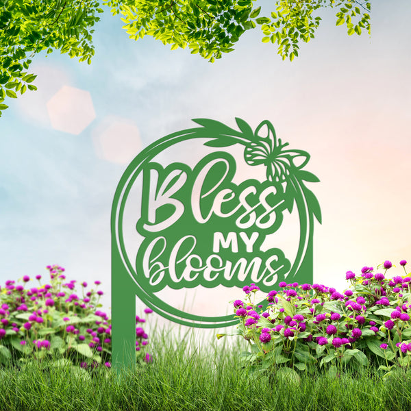 Bless My Blooms Metal Yard Stake - Garden Decor-Memorial Gift-Mother's Day Gift