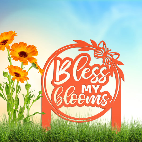 Bless My Blooms Metal Yard Stake - Garden Decor-Memorial Gift-Mother's Day Gift