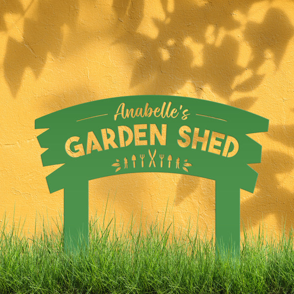 Personalized Garden Shed Metal Yard Stake ,Vegetable Garden Yard Stake, Veggie Garden Yard Art, Greenhouse Yard Sign, Gardener's Gift, Mother's Day Gift, Grandmas Garden
