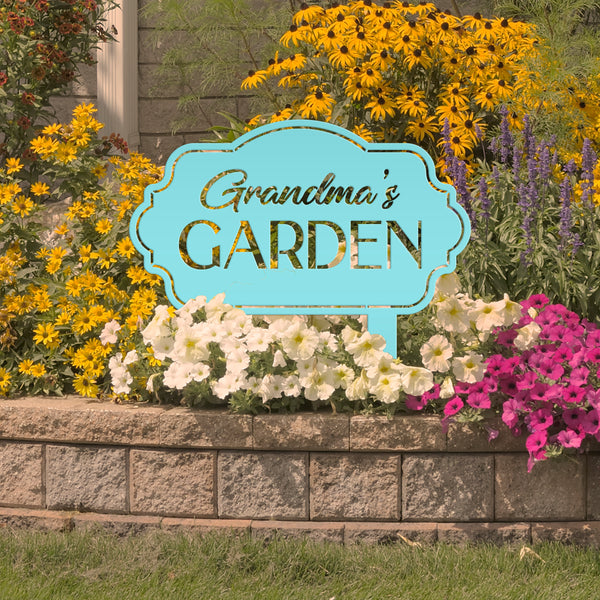 Garden Sign Personalized for Mother's Day Gift - Decorative Outdoor Plaque - Unique Flower Bed Sign - Metal Veggie Garden Sign with Stakes