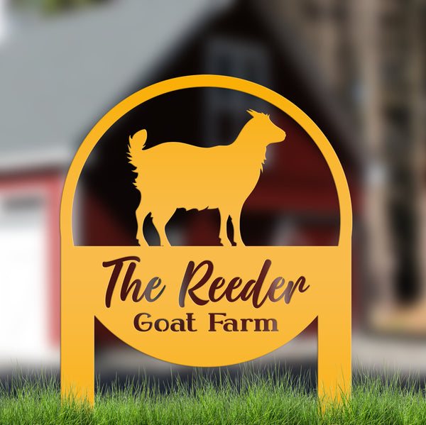 Goat Farm Metal Yard Stake - Charming Farmhouse Decoration - Rustic Country Farming Sign - Unique Personalized Lawn Art - Housewarming Gifts