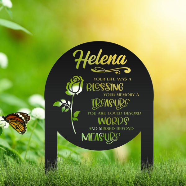 Memorial Sign, Custom Metal Yard Stake for Memory Dedication Garden, Honor a loved one, special friend, or pet with a personalized tribute