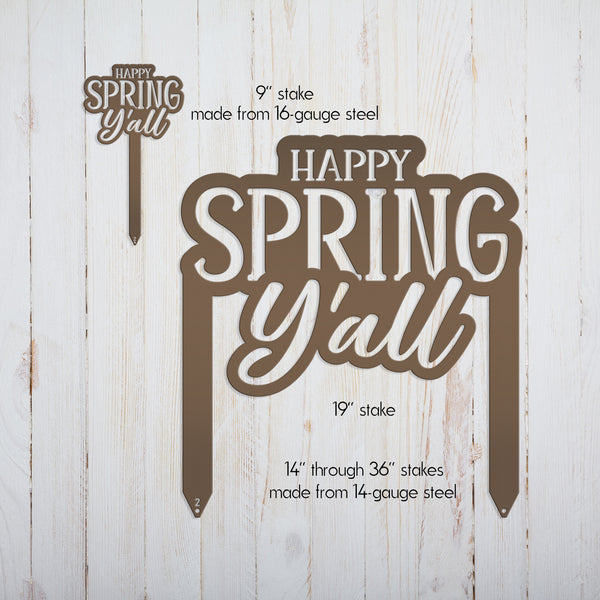 Happy Spring Y'all Metal Yard Stake - Spring Decor-Spring Yard Stake-Yard Art for Flower Bed-Garden-Lawn Ornaments