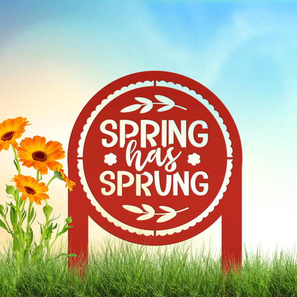 Metal Spring Has Sprung Yard Stake - Outdoor Spring Decor-Spring Metal Yard Decor and Ornaments