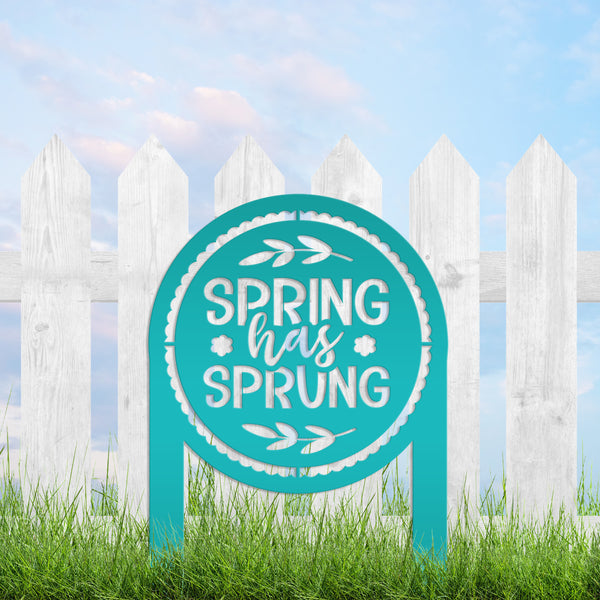 Metal Spring Has Sprung Yard Stake - Outdoor Spring Decor-Spring Metal Yard Decor and Ornaments