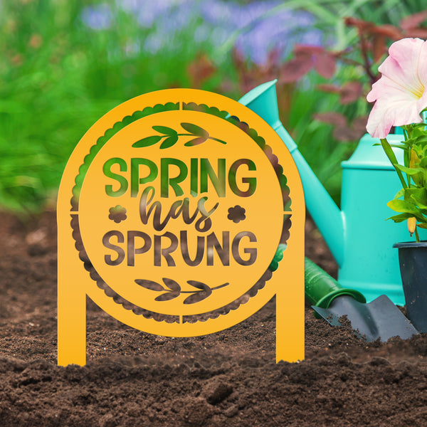 Metal Spring Has Sprung Yard Stake - Outdoor Spring Decor-Spring Metal Yard Decor and Ornaments