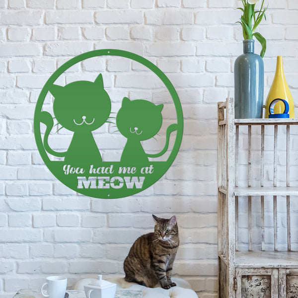 You Had Me at Meow Cat Wall Decor, Cat Wall Art, Humorous Cat Wall Art, Hanging Pet Cat Sign, Cat Wall Signs, Kitty Kat Wall Decor, Cat Lover, Cat Gift