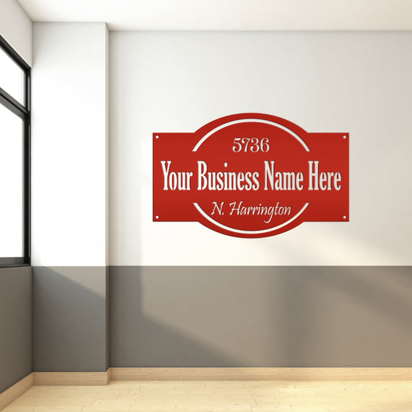 Personalized Business Name with Address Metal Sign, Custom Business Sign