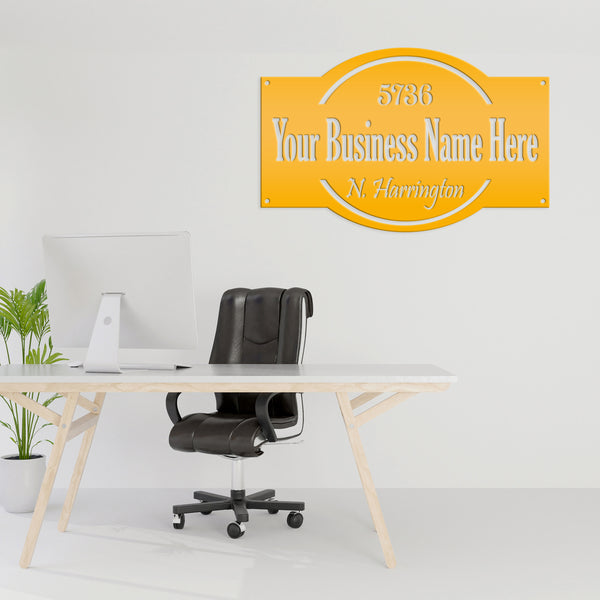 Personalized Business Name with Address Metal Sign, Custom Business Sign