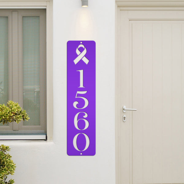 Address Sign, Metal House Numbers, Vertical Street Plaque, Powdered Outdoor Awareness Sign for Different Diseases Causes Cancer and Illness